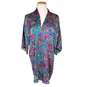 Victoria's‎ Secret Women's Floral Silk Kimono Robe One Size Vintage Gold Label